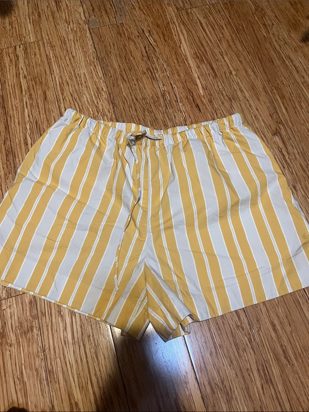 H&M Yellow and White Vertical Stripe Athletic Shorts